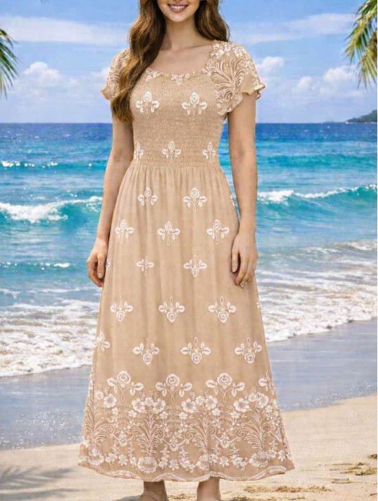 Floral Print Short Sleeved Summer Dress Floral Print Short Sleeved Summer Dress